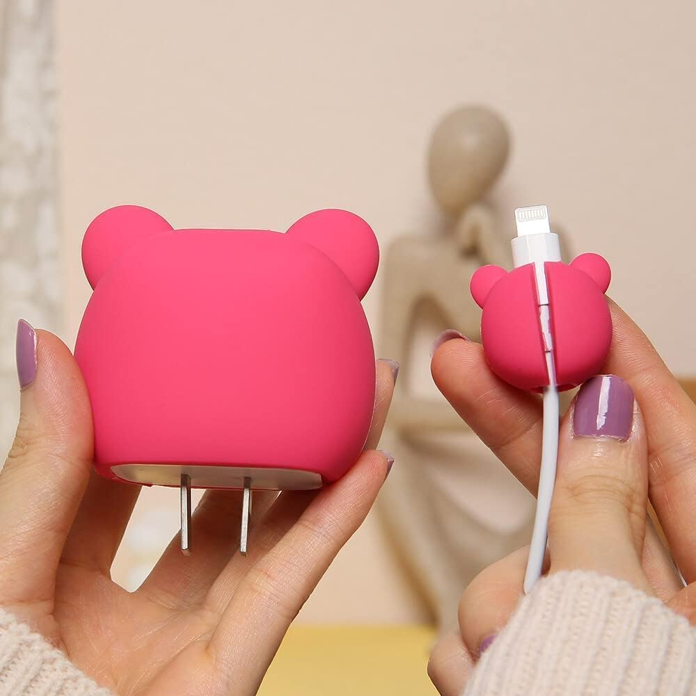 Pink Bear - iPhone 18-20W Charger Adapter and Cable Protector Case