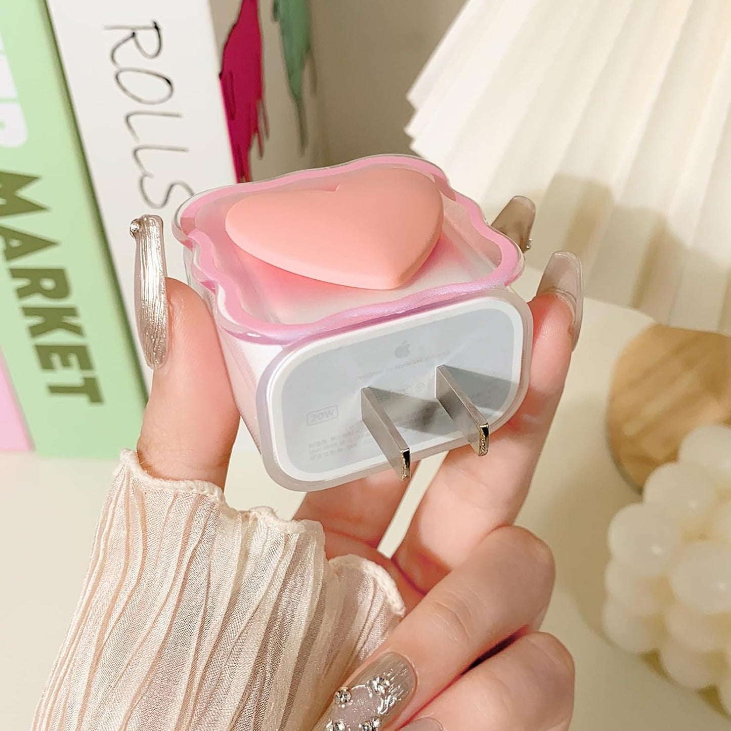 Cute Pink Heart - iPhone 18-20W Charger Adapter and Cable Protector Case