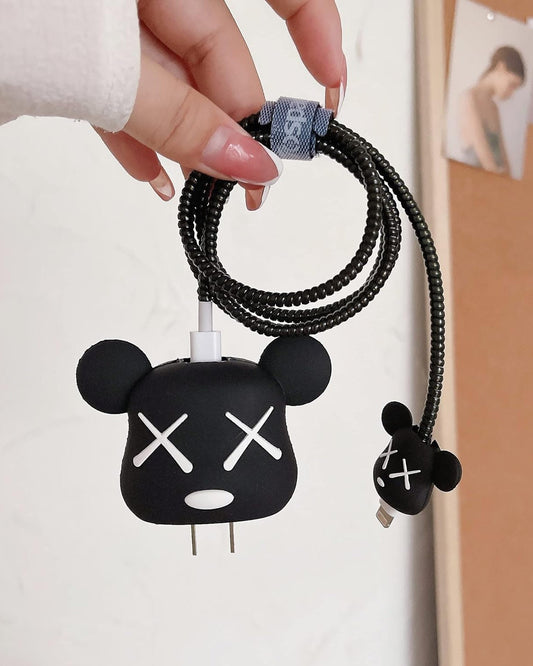 Bear Brick Black - iPhone Charger Case and Cable Protector