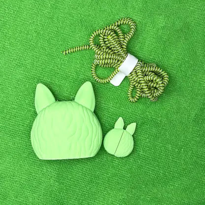 Labubu Doll - iPhone 18-20W Charger Adapter and Cable Protector Case (Green)
