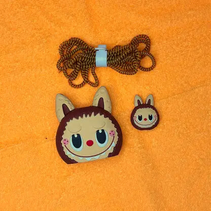 Labubu Doll - iPhone 18-20W Charger Adapter and Cable Protector Case (Brown)