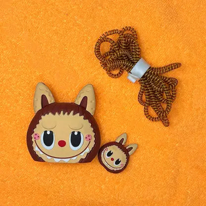 Labubu Doll - iPhone 18-20W Charger Adapter and Cable Protector Case (Brown)