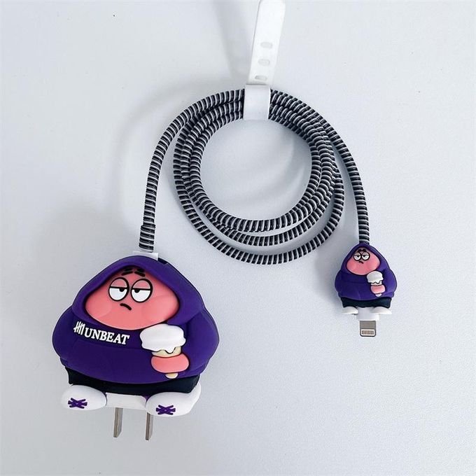Unbeat Purple- iPhone 18-20W Charger Adapter and Cable Protector Case