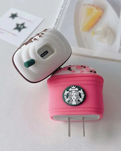 Starbucks (Pink) - iPhone 18-20W Charger Adapter and Cable Protector Case