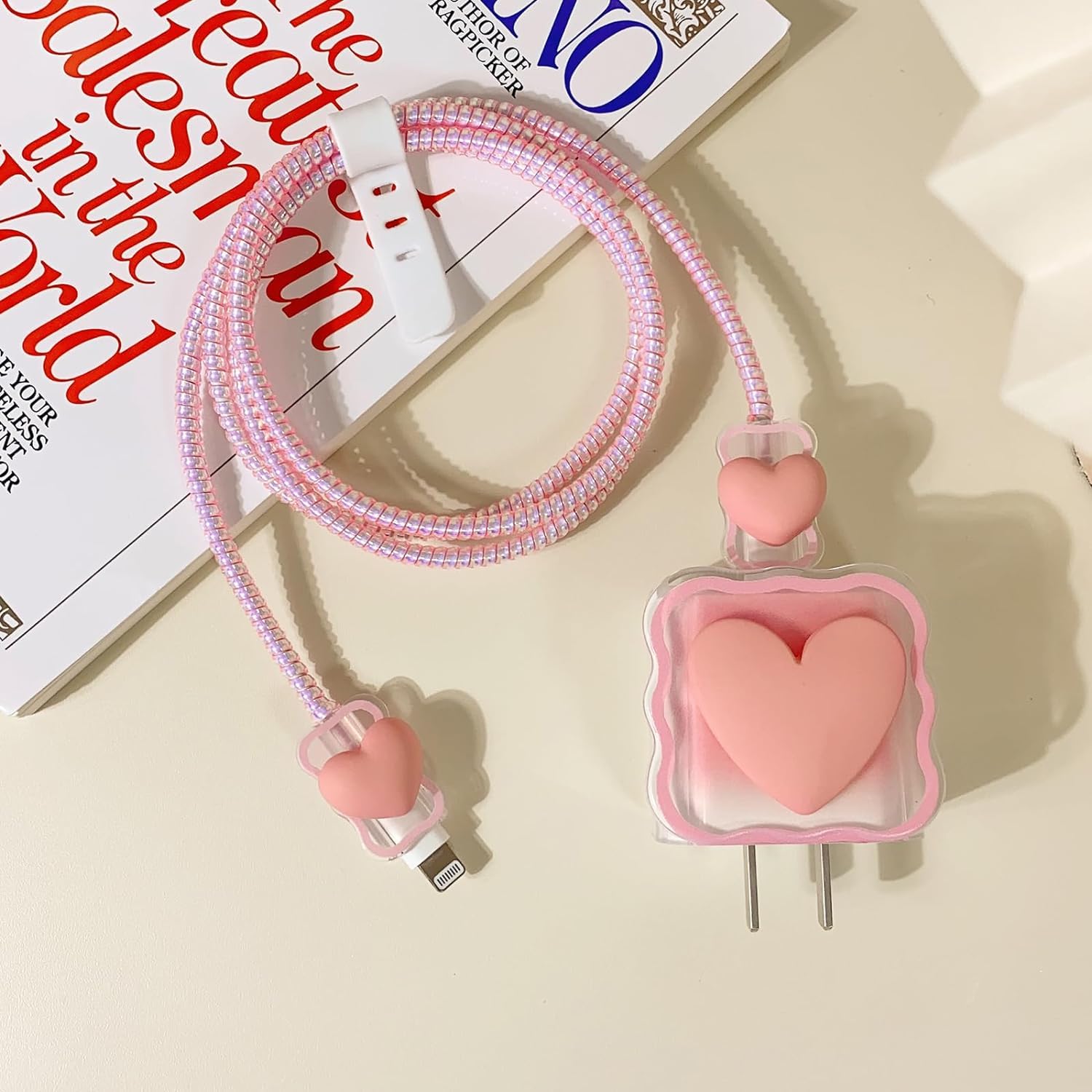 Cute Pink Heart - iPhone 18-20W Charger Adapter and Cable Protector Case