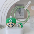Super Mario (Green) - iPhone 18-20W Charger Adapter and Cable Protector Case