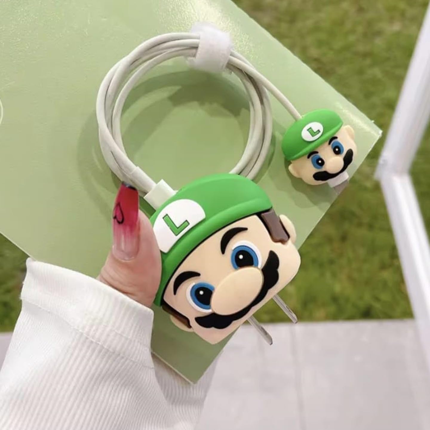 Super Mario (Green) - iPhone 18-20W Charger Adapter and Cable Protector Case
