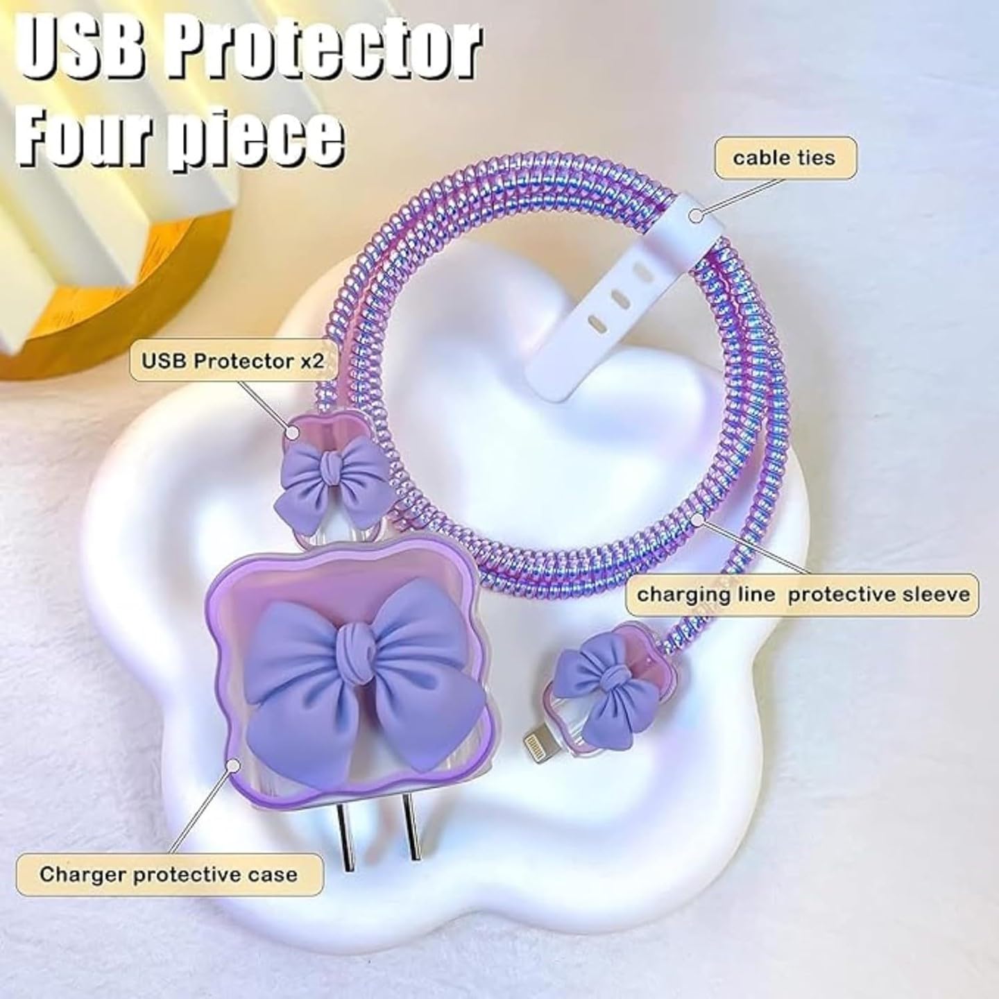 Bow PRPL, Designer - iPhone 18-20W Charger Adapter and Cable Protector Case