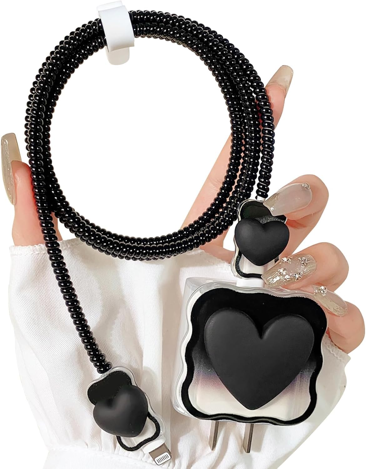 Cute Black Heart - iPhone 18-20W Charger Adapter and Cable Protector Case