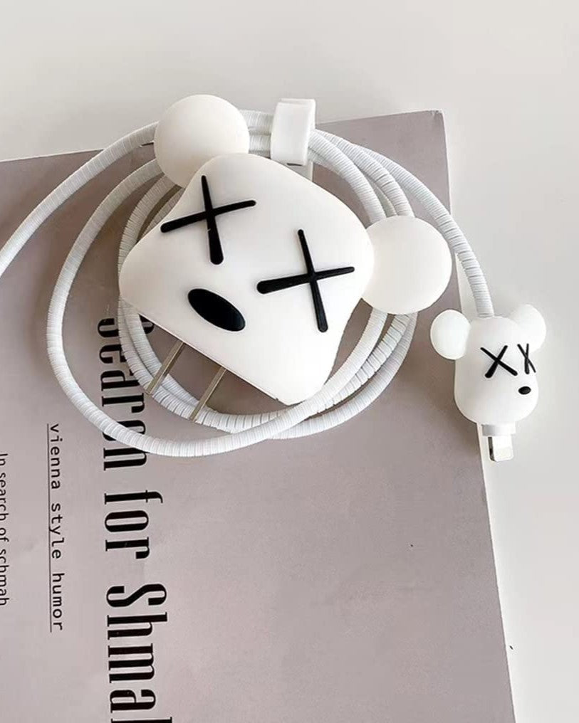 Bear Brick White- iPhone Charger Case and Cable Protector