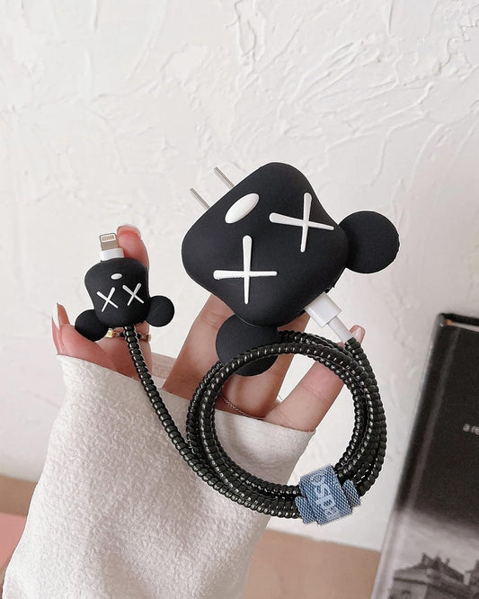 Bear Brick Black - iPhone Charger Case and Cable Protector