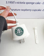 Starbucks (White) - iPhone 18-20W Charger Adapter and Cable Protector Case